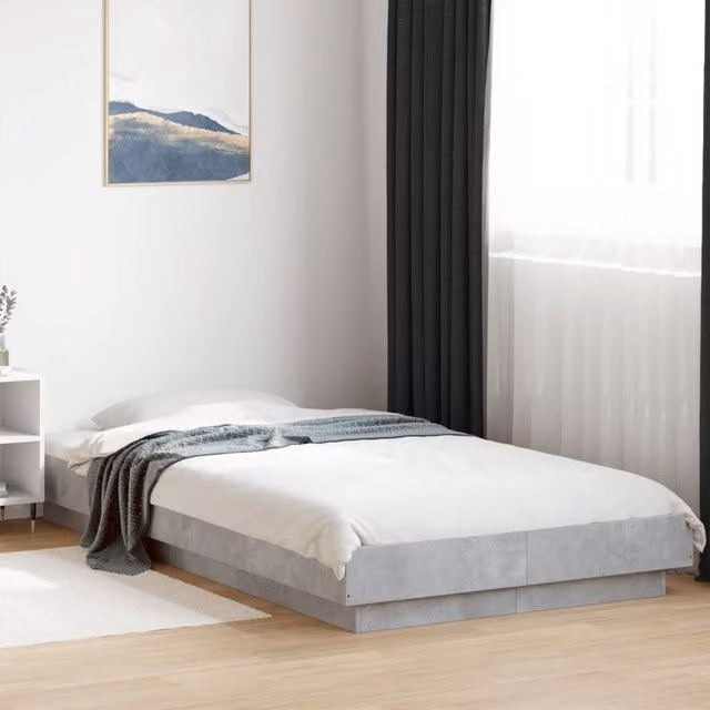 Berkfield Home Small Single Bed Frame in Concrete Grey, W: 75 cm, L: 190 cm