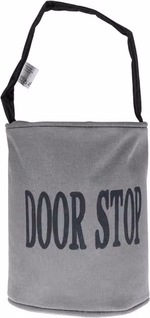 Homescapes Grey and Black Plain Fabric Door Stop with Handle