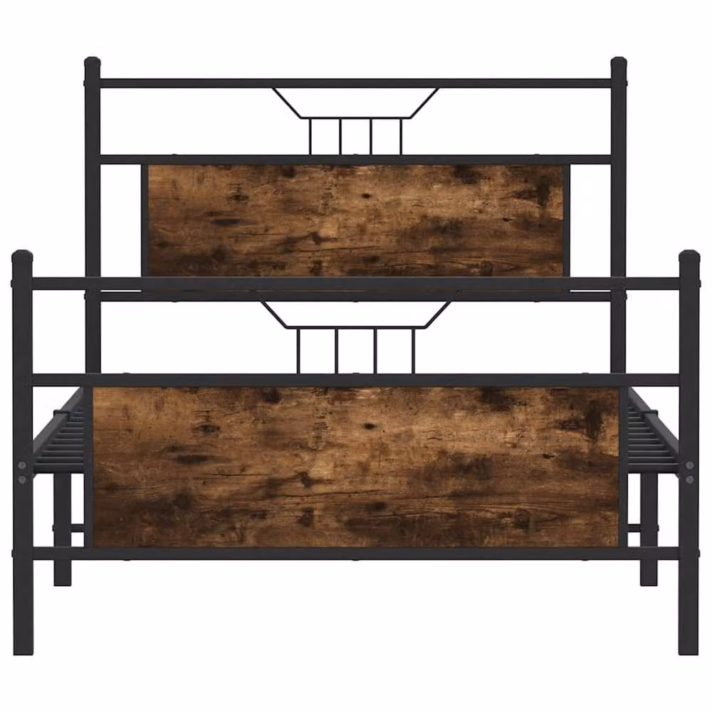 Berkfield Home Smoked Oak Bed Frame in Brown, W/D/H: 100 x 200 cm – 4