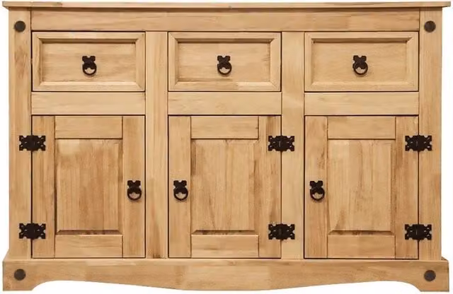 SPETLEK Rustic Natural Pine 3 Door and 3 Drawer Furniture Storage Unit – 1
