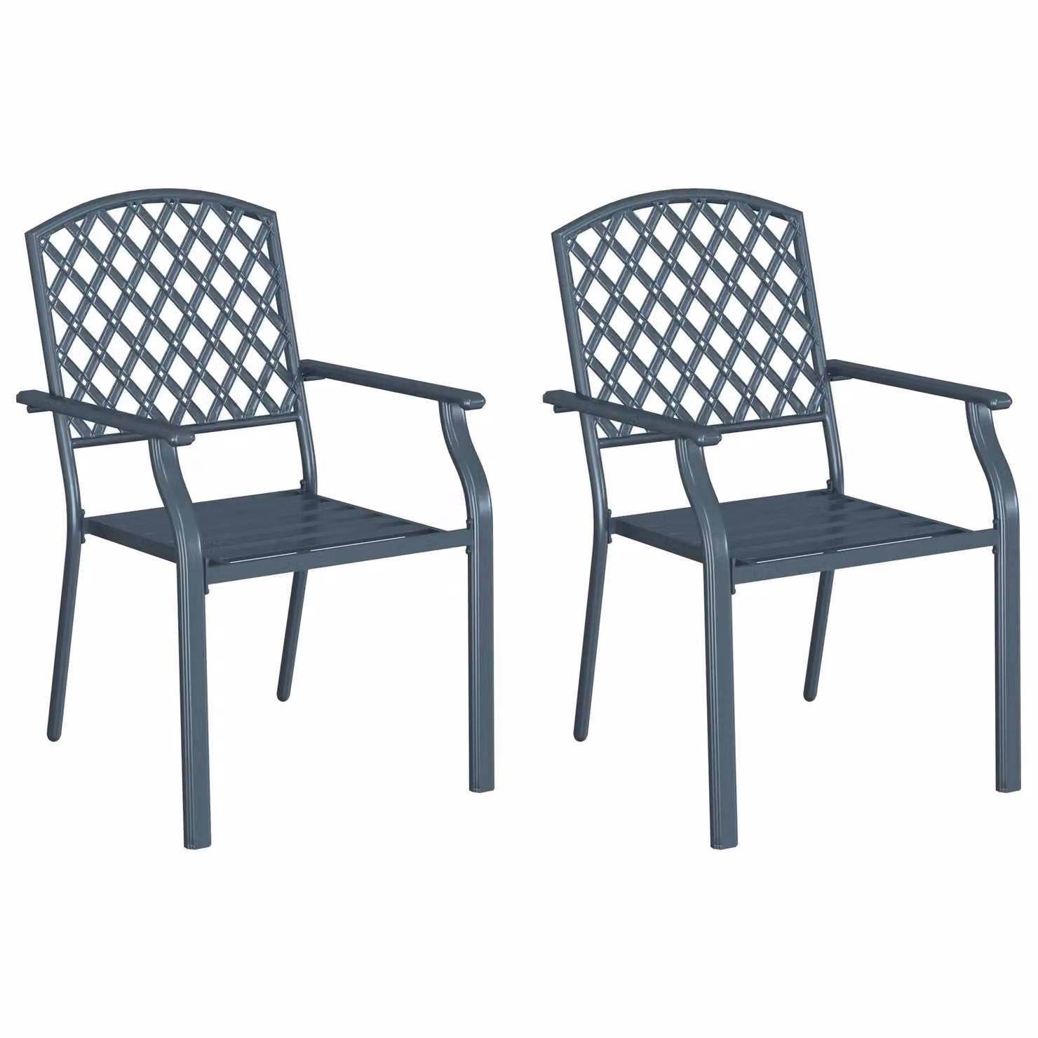 Berkfield Home Stackable Anthracite Grey Steel Garden Chairs, 2 Piece Set – 2