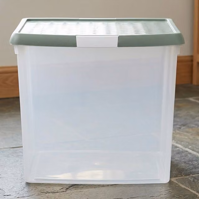 Wham Clear Stackable Plastic Storage Box with Clip Lid in Green Milieu