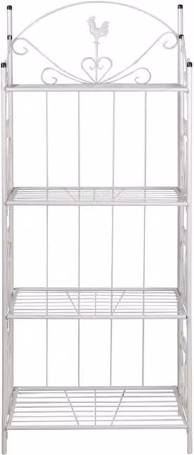 Berkfield Home Square Steel Plant Rack in White, H 153.0 x W 61.5 x D 33.0 cm
