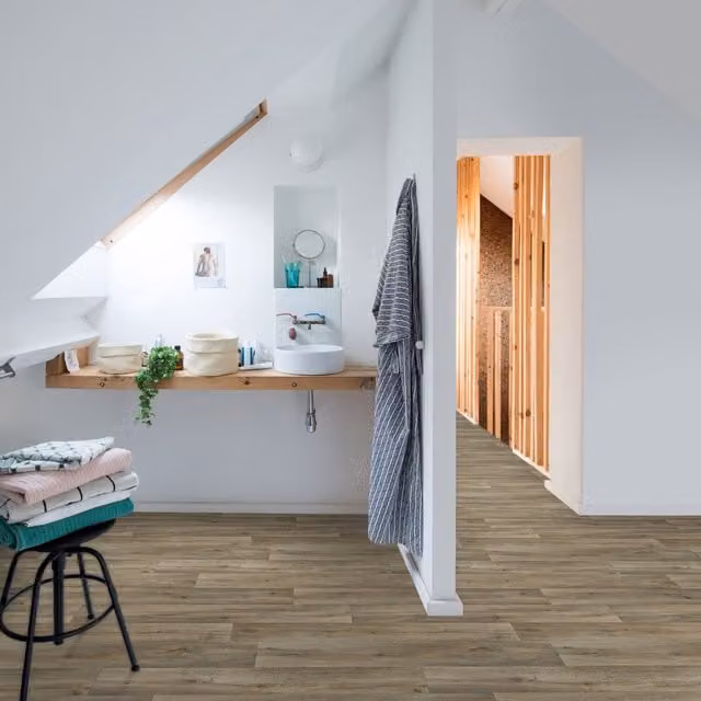 Komscape Brown Wood Look Plastic Plank Flooring