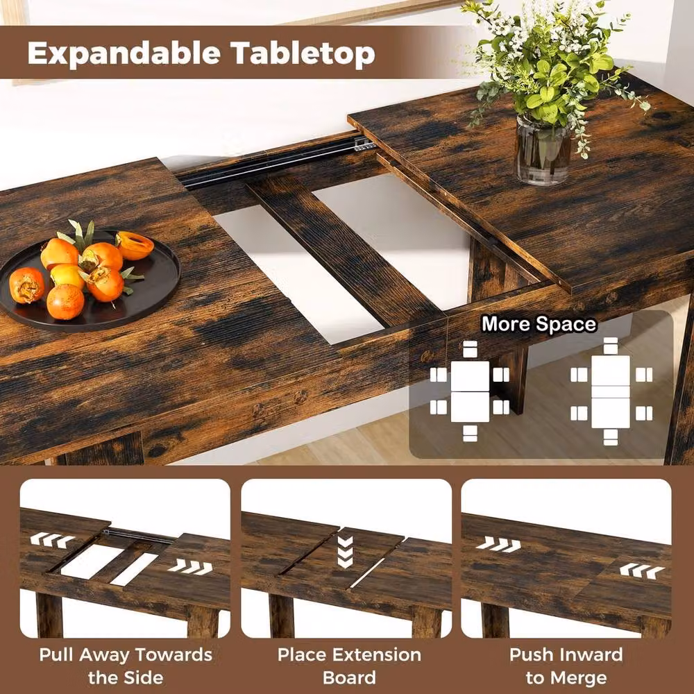 Havendro Extendable Modern Rectangular Dining Table in Brown – 3