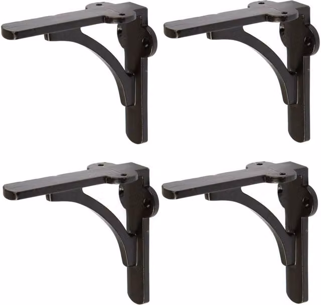 Havendro Set of 4 Curved Vintage Iron Wall Shelf Brackets, Black, 100 mm