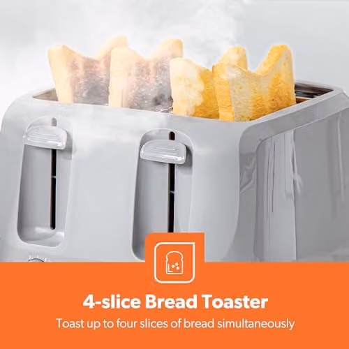 Geepas Grey Kettle and 4-Slice Toaster Set – 2