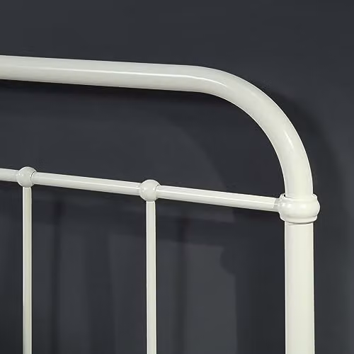 SlumberWorx Tewin Vintage Hospital Style Metal Bed Frame in White with 15cm Comfort Foam Mattress, Double (140 x 200 cm) – 3