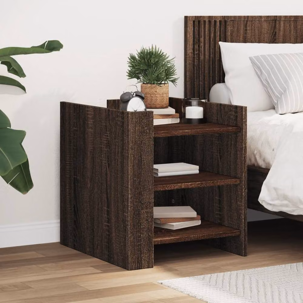 Berkfield Home Bedside Cabinet in Brown Oak, W/D/H: 45 x 50 x 50 cm – 2