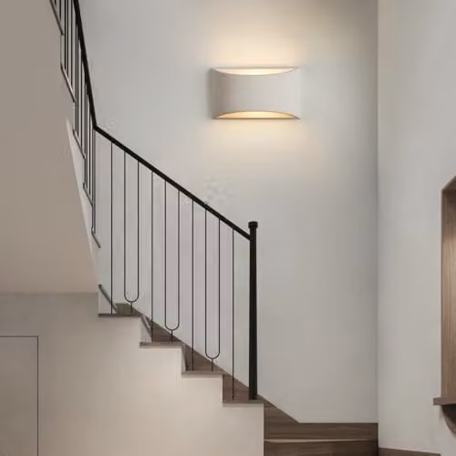 Harper Living Art Deco Ceramic Plaster Wall Light in White, Up and Down G9 Wall Sconce – 2