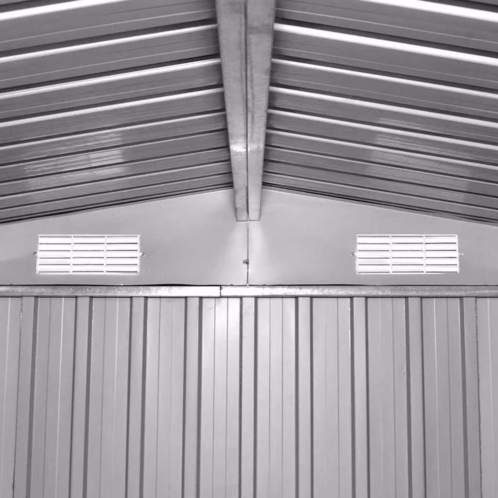 Berkfield Home Brown Galvanised Steel Garden Storage Shed with Sliding Gable Doors W/D/H: 257 x 205 x 178 cm – 5