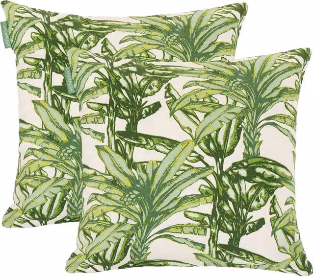 Gardenista Jungle Fern Printed Outdoor Square Scatter Cushion, Green, Set of 2