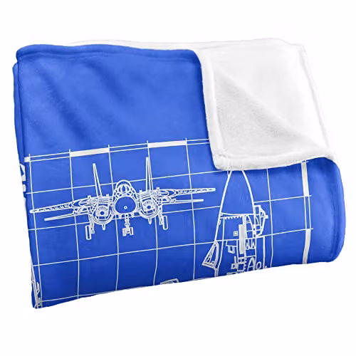 LOGOVISION Top Gun Plane Blueprint Super Soft Fleece Throw Blanket, W: 152 cm, D: 127 cm – 2