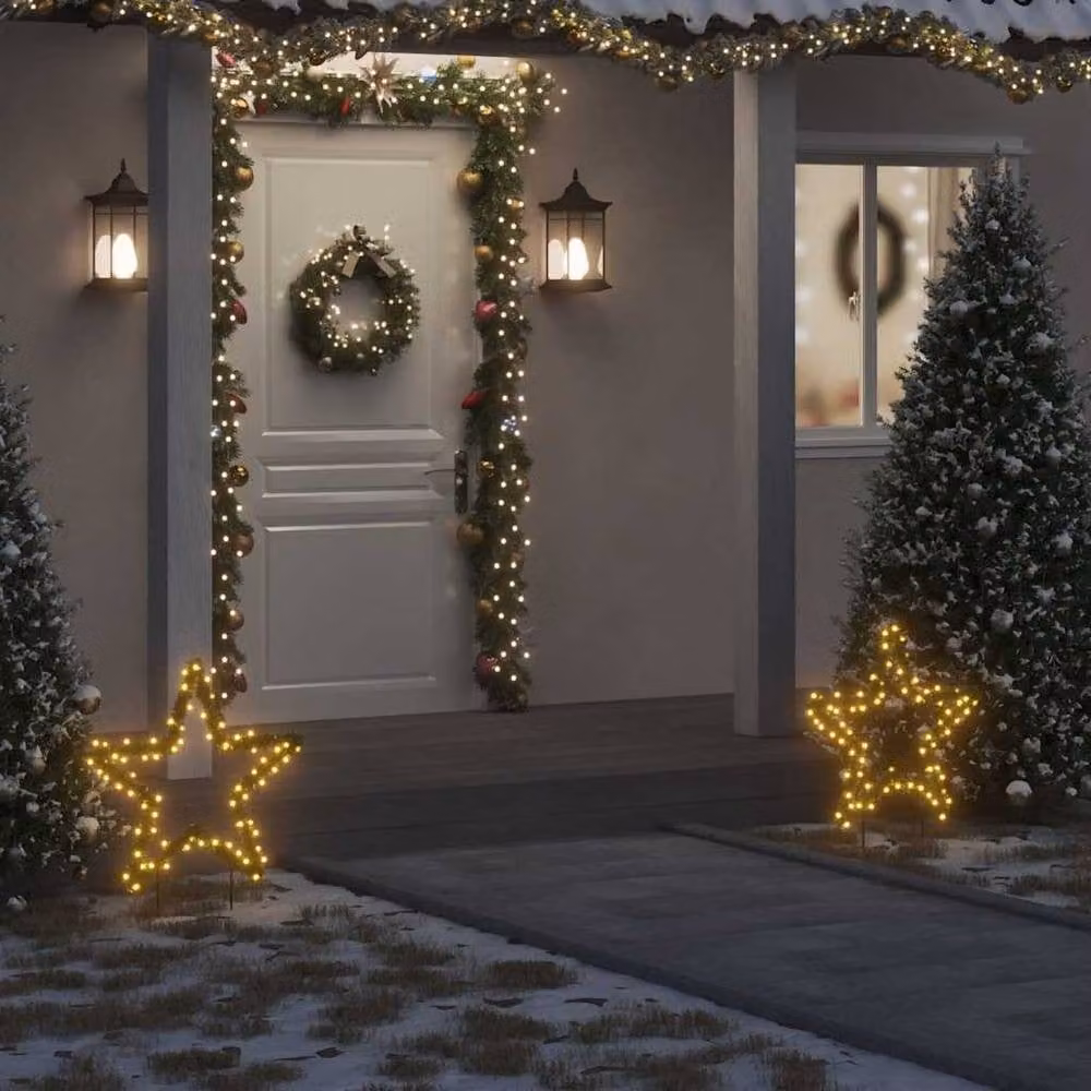 Berkfield Home Green Star Christmas Light Decoration with Spikes and 80 LEDs, Height: 60 cm – 2