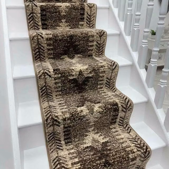 runrug Native Stair Runner Carpet in Brown, W: 60 cm, L: 480 cm – 1