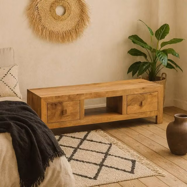 Wyld Haus Manila Light Mango Wood Wide TV Unit in Brown – 1