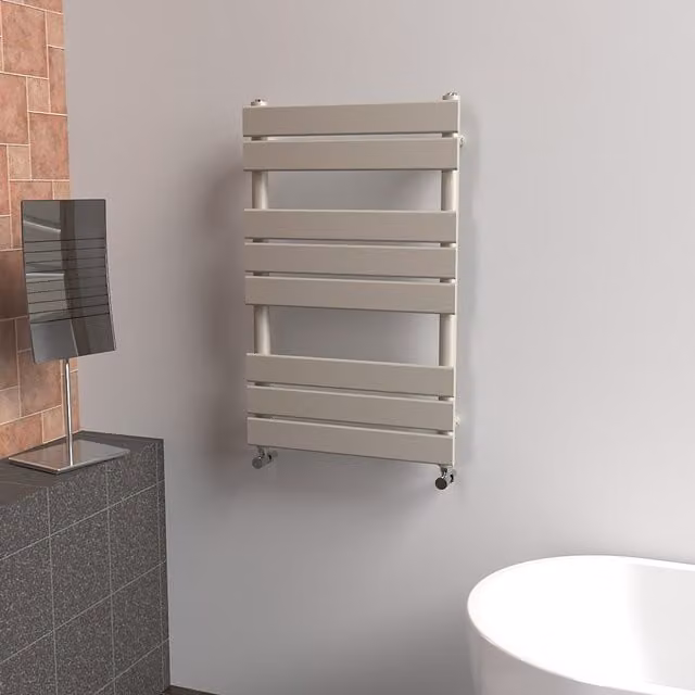 Lux Heat Flat Coloured Towel Radiator in Grey, W: 50 cm, H: 80 cm