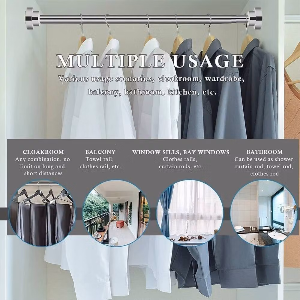 NESTLUNE Silver Telescopic Hanging Pole Clothes Hanger Rod – 2