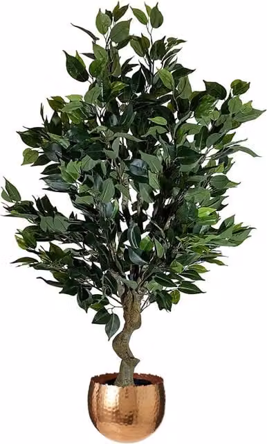 Leaf Large Realistic Artificial Ficus Tree, Green Copper Curve, Height: 62 cm