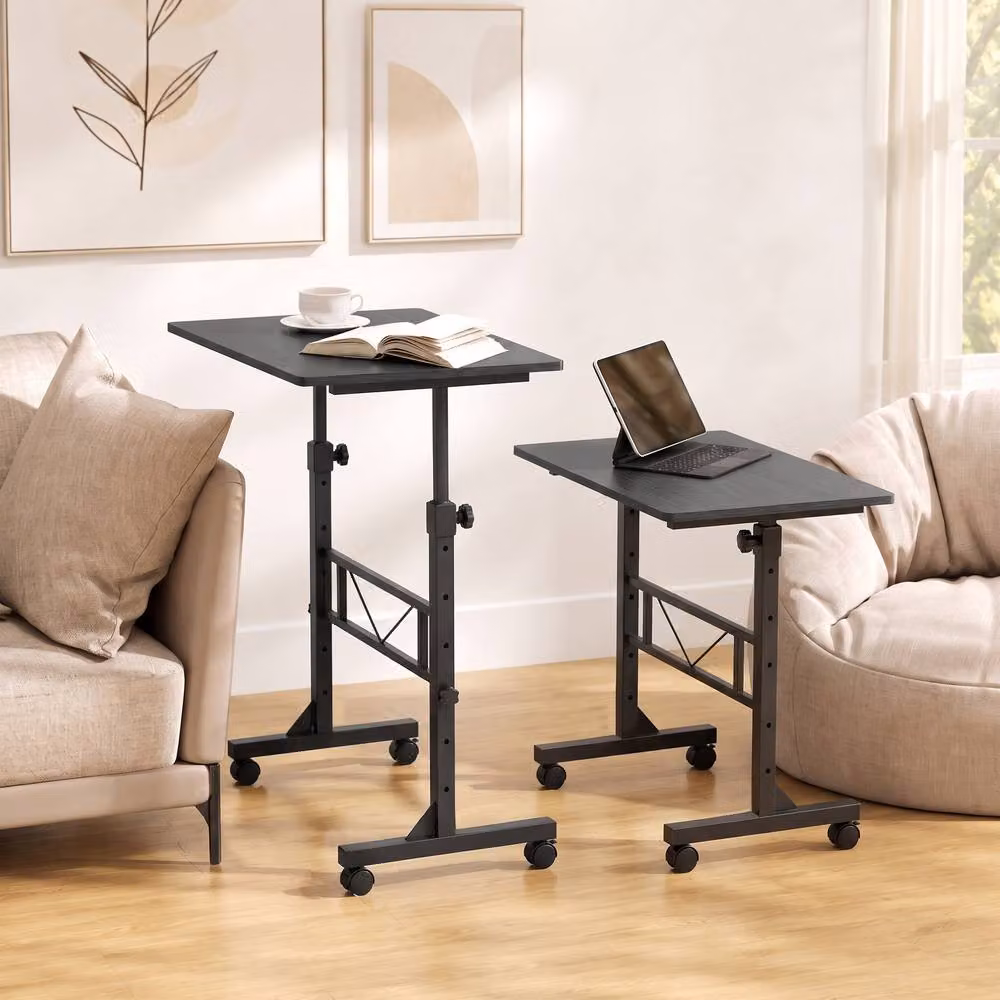 Rolipo Height Adjustable Overbed Table with Wheels in Black, W: 80 cm, D: 40 cm – 2