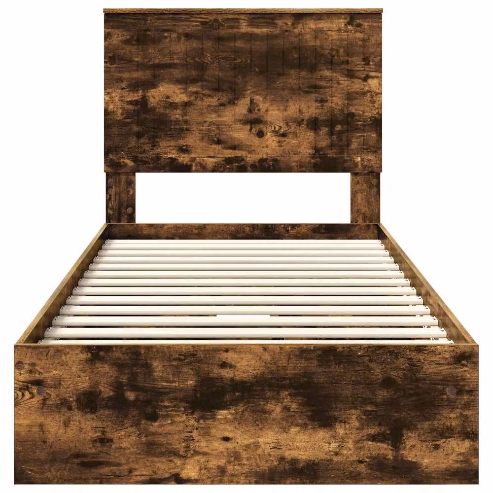 Berkfield Home Smoked Oak Storage Bed with Drawer, Brown, W/D/H: 90 x 190 cm – 4