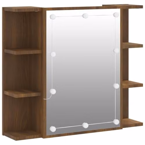vidaXL Wall-mounted Mirror Cabinet with LED Lighting in Brown Oak, W/D/H: 60 x 16.5 x 70 cm – 1