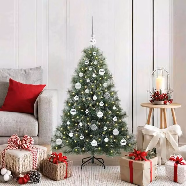 Berkfield Home Artificial Green Christmas Tree with 150 Warm White LEDs, Height: 120 cm