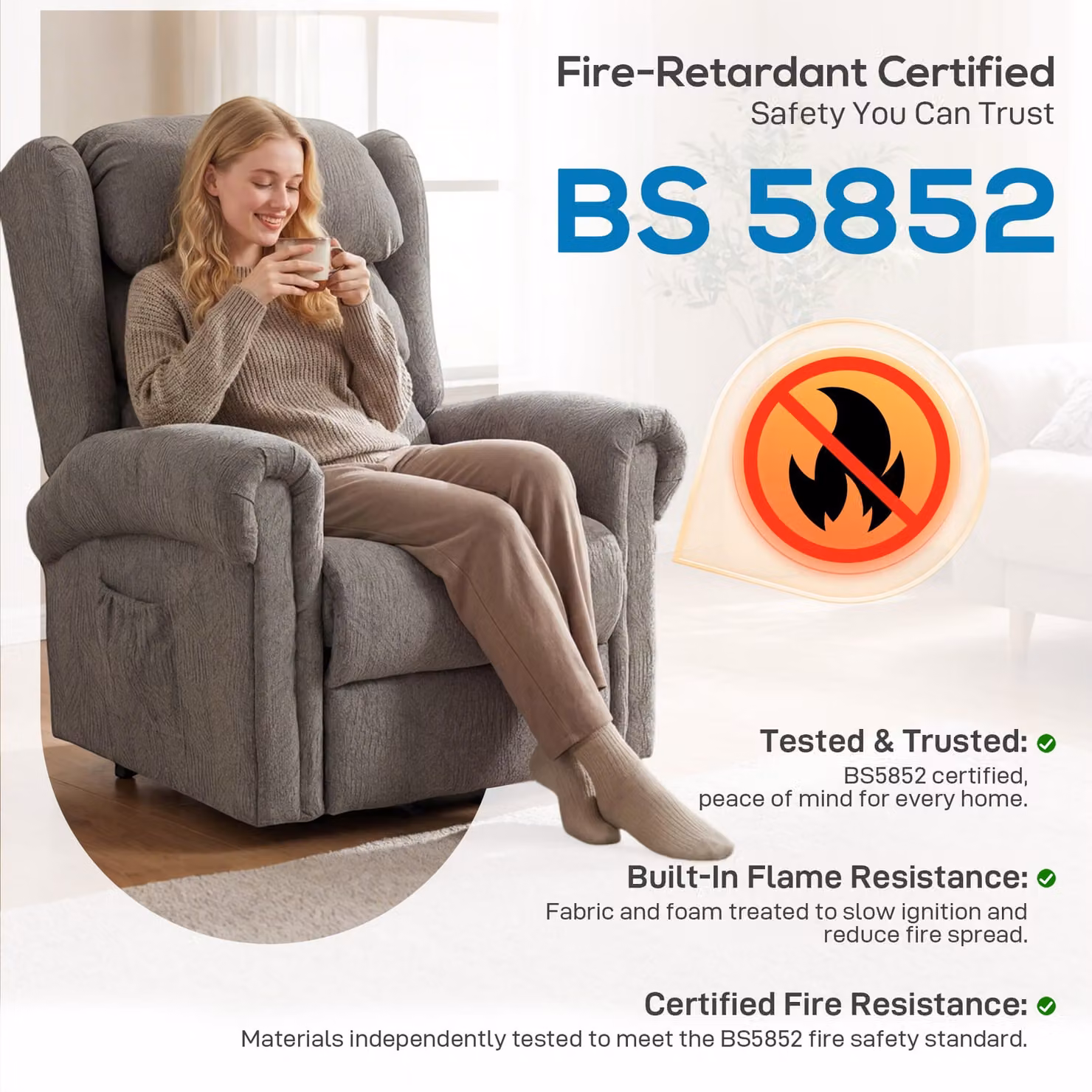 HOMCOM Velvet-Feel Electric Power Lift Recliner Chair for Seniors in Dark Grey – 7