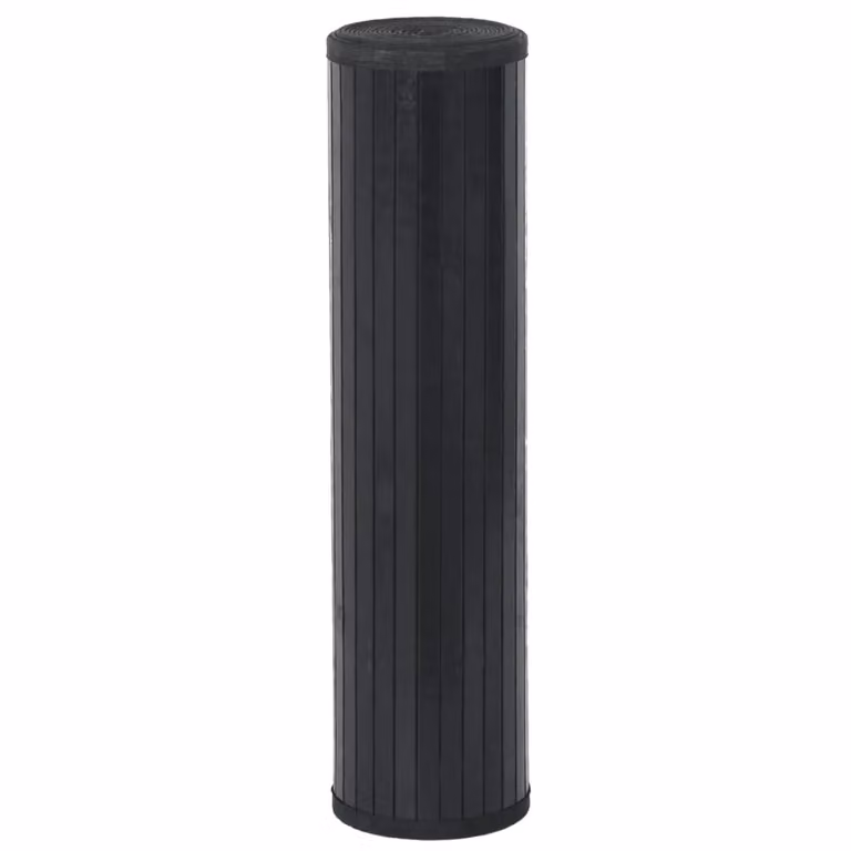 Berkfield Home Rectangular Bamboo Rug in Black, W/D/H: 70 x 200 cm