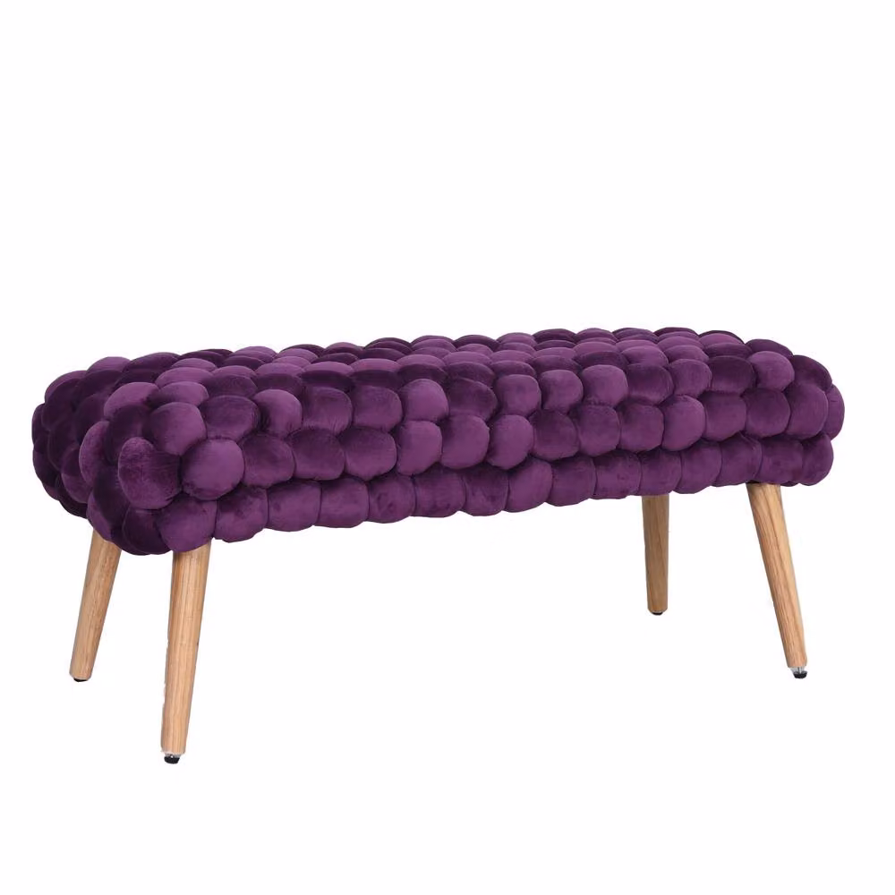 Artemis Home Cushla Bubbly Velvet Large Footstool in Purple, W/D/H: 97 x 45 x 45 cm – 2