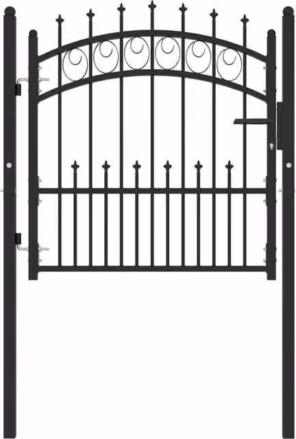 Berkfield Home Black Steel Spiked Swing Fence Gate W/H: 100 x 100 cm – 1