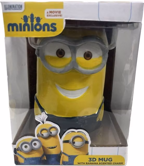 Minions Despicable Me Kevin 3D Ceramic Mug with Banana Charm Giftbox in Yellow and Blue