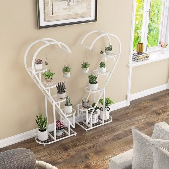 COSTWAY 5 Tier White Metal Plant Stand