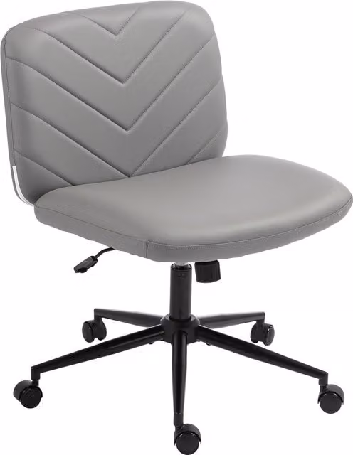 HOMCOM Retro Swivel Task Chair in Grey Synthetic Leather with Castors
