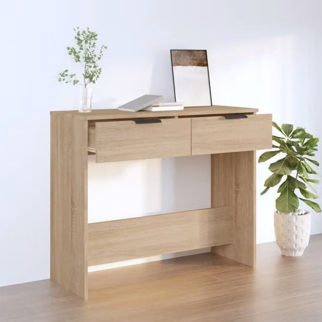 Berkfield Home Sonoma Oak Console Table in Brown, W/D/H: 90 x 36 x 75 cm – 1