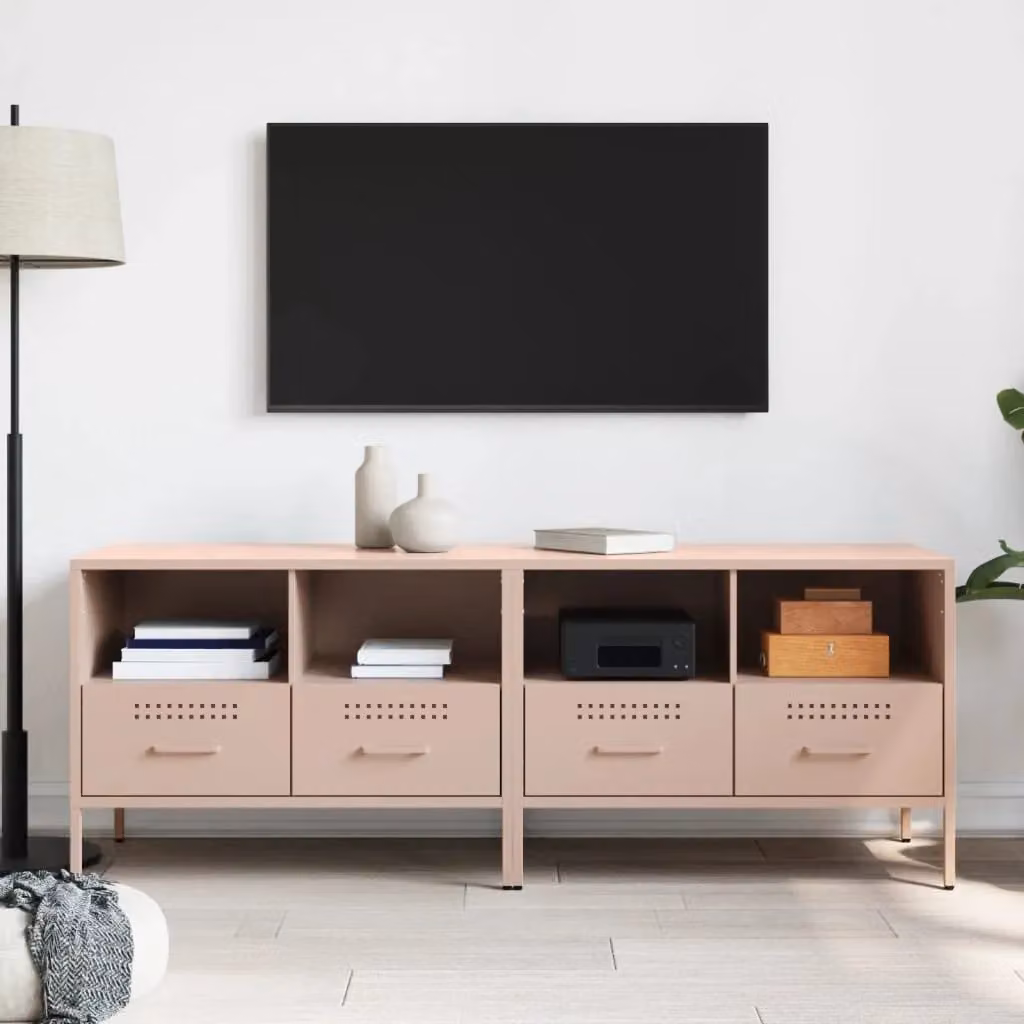 Berkfield Home Set of 2 Pink Industrial Metal TV Cabinets, W/D/H: 68 x 39 x 50.5 cm – 3