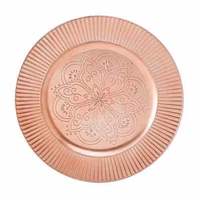 Orsina Gold Floral Melamine Dinner Plate, W: 33 cm x D: 33 cm x H: 2 cm – 1