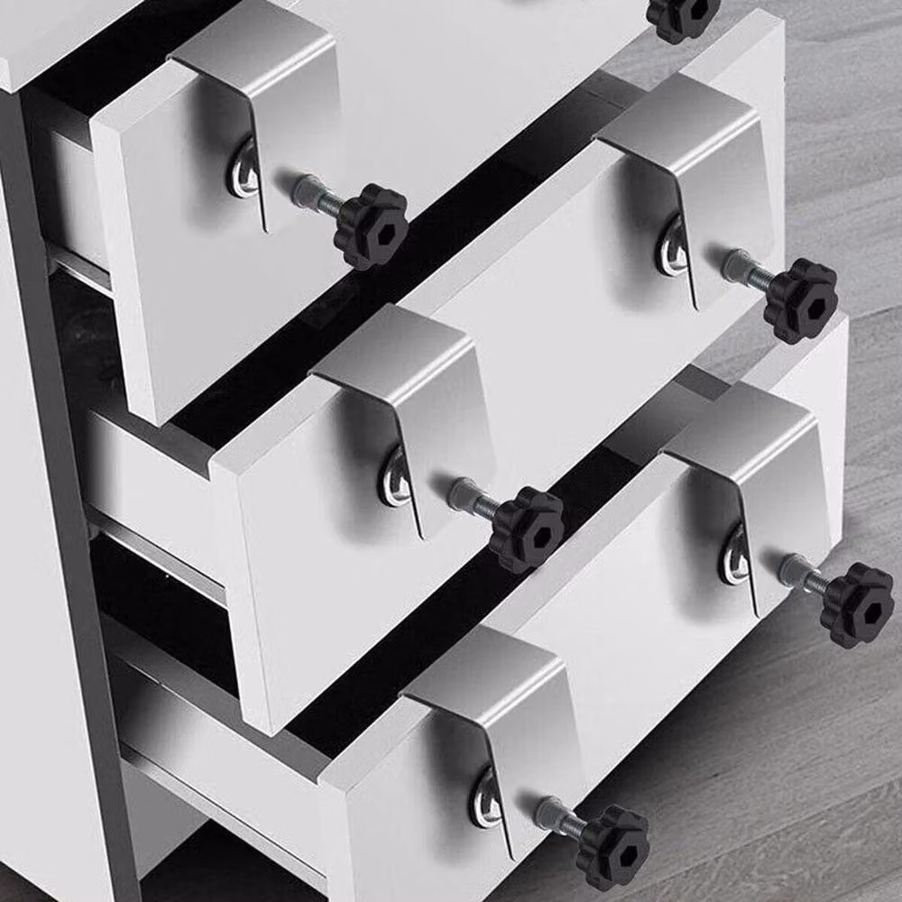 VOGREX 2-Piece Silver Stainless Steel Drawer Front Installation Clamps and Fixing Clips Tool Set – 5