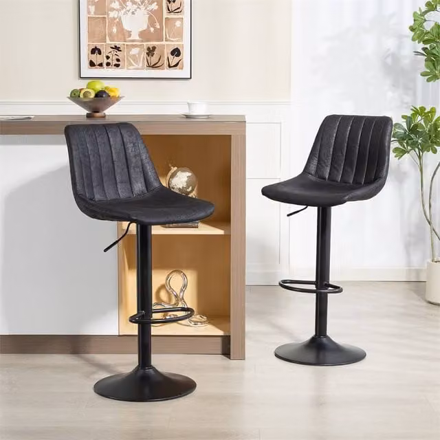 EONLION Set of 2 Modern Black Metal Breakfast Bar Stools, Height: 100 cm