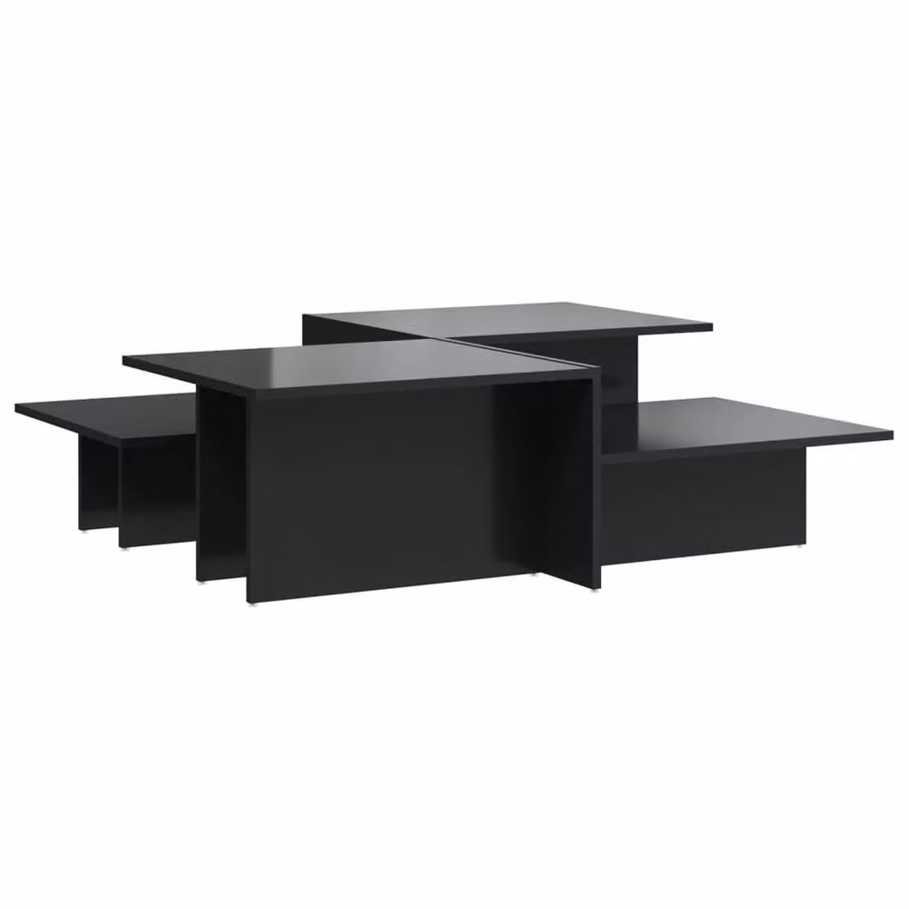 Berkfield Home Set of 2 Modern High Gloss Black Nested Coffee Tables in Engineered Wood – 3