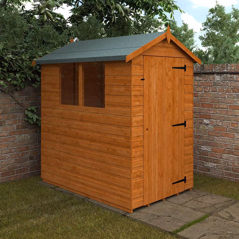 Buttercup Farm Super Apex 12mm Wooden Garden Shed in Burnt Orange with Single Door and Window, W/D/H: 182.88 x 121.92 x 203.9 cm – 2