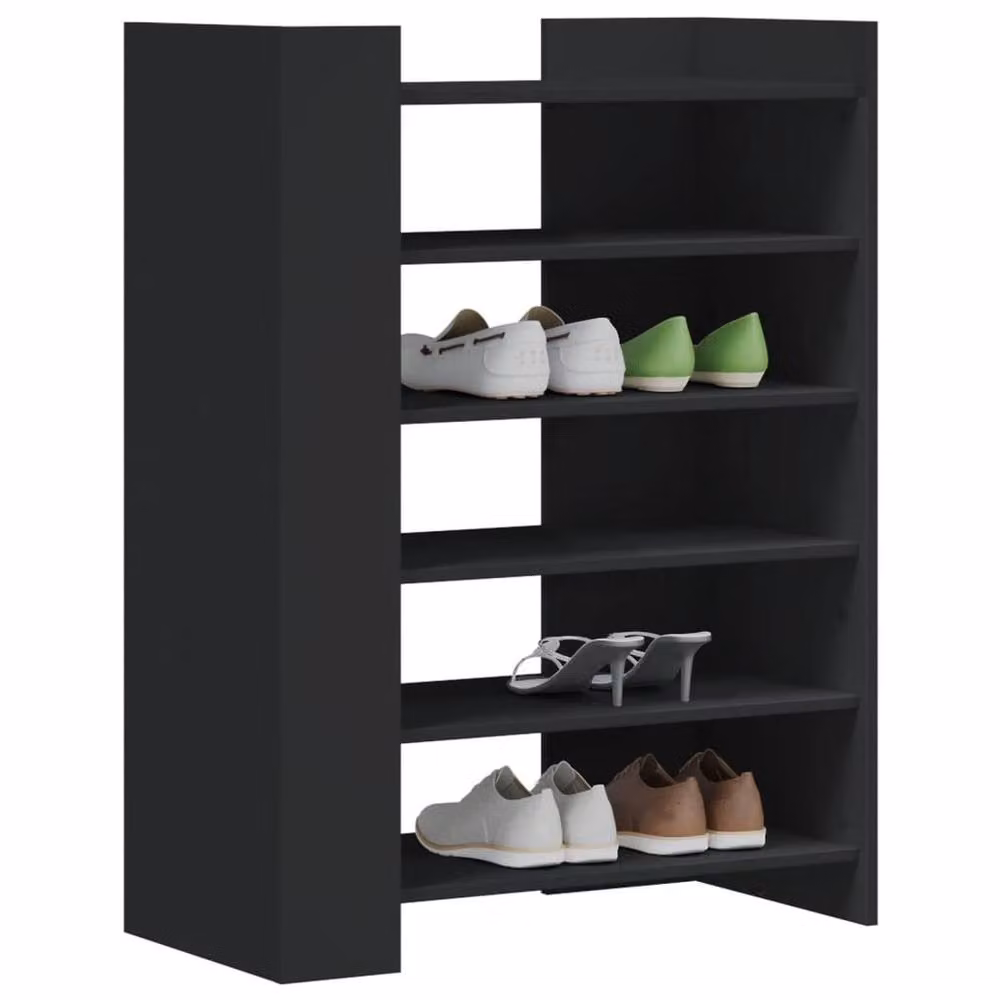 Berkfield Home Black Wall Mounted Shoe Cabinet with Internal Shelves, W: 74.5 cm, D: 37.5 cm, H: 100 cm – 3