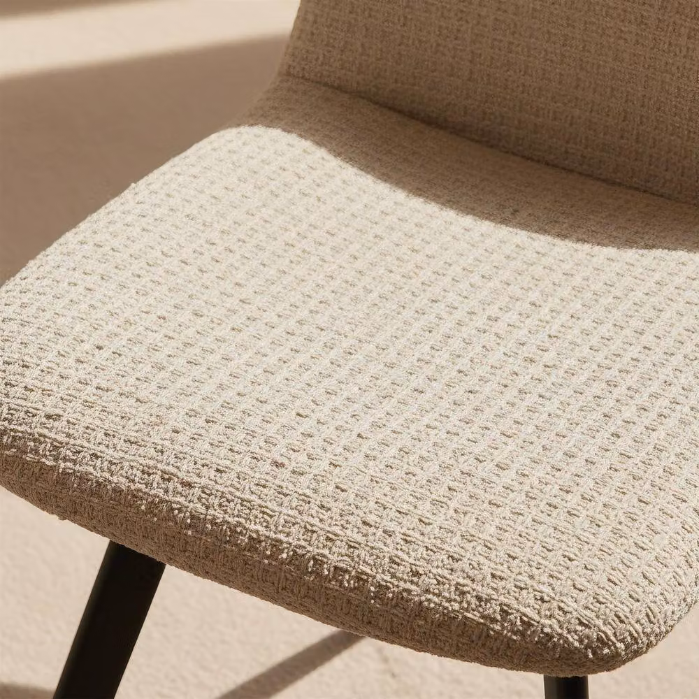 Home Source Ashford Pair of Beige Bouclé Dining Chairs with Metal Legs – 2