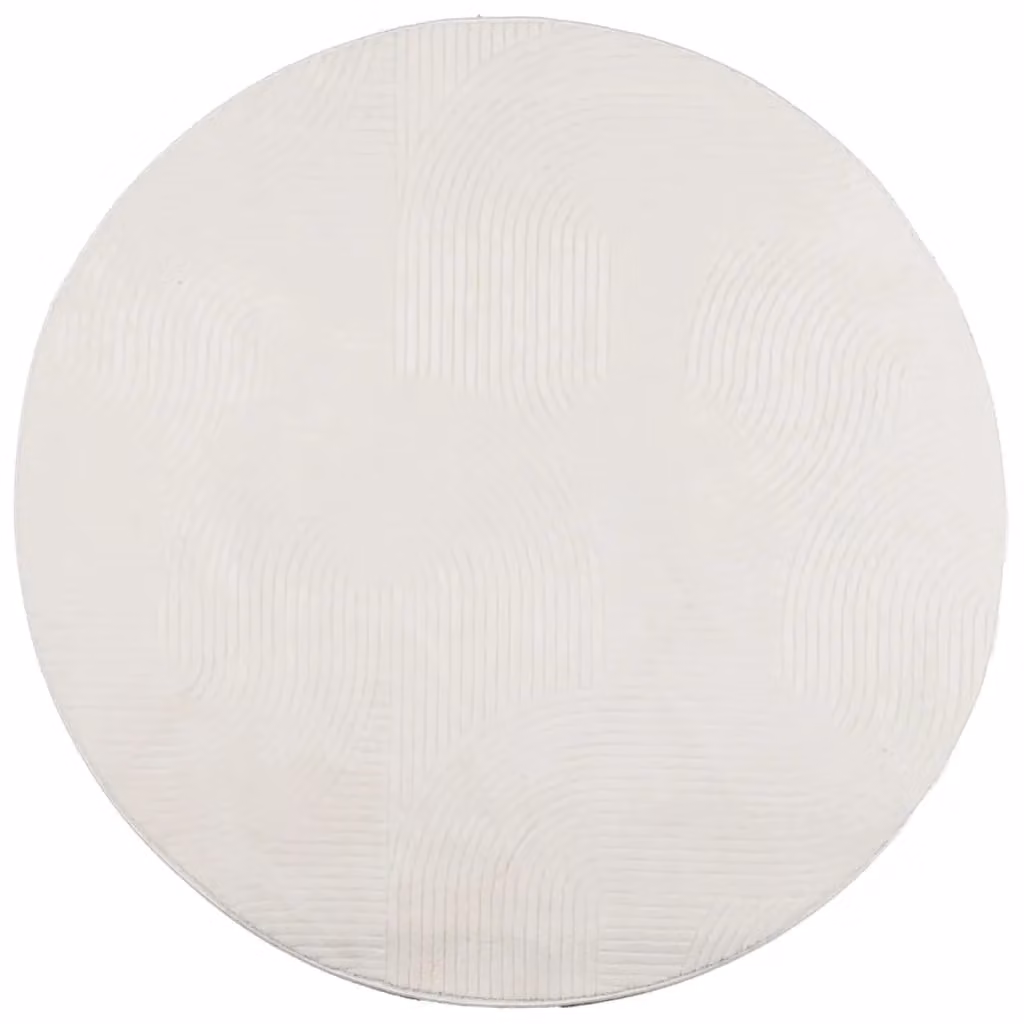 Berkfield Home IZA Round Short Pile Scandinavian Style Rug in Cream and Beige, Diameter: 100 cm – 1