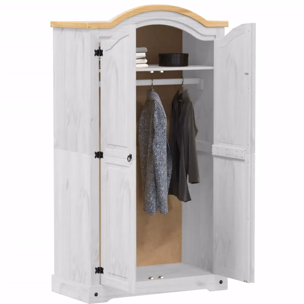 Berkfield Home Corona White Solid Wood Pine Wardrobe, W/D/H: 102 x 52 x 186 cm – 2