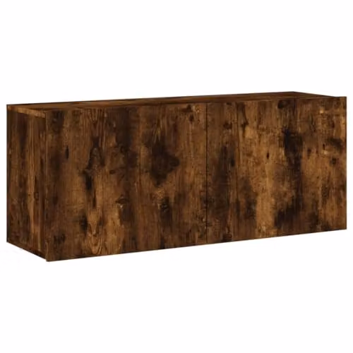 vidaXL Modern Wall-mounted TV Cabinet in Brown with Hinged Doors, W/D/H: 100 x 30 x 41 cm