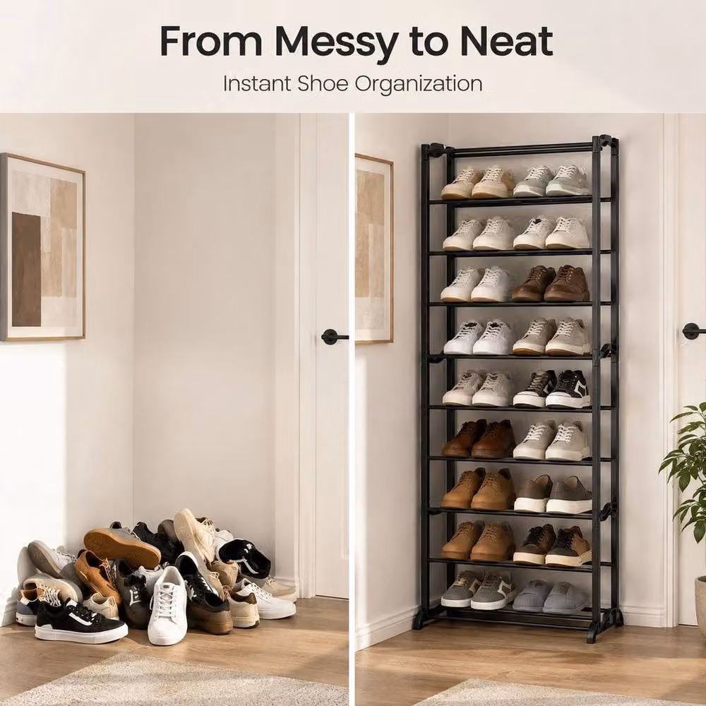FORGEVIO 10-Tier Metal Shoe Rack Organizer in Black – 4
