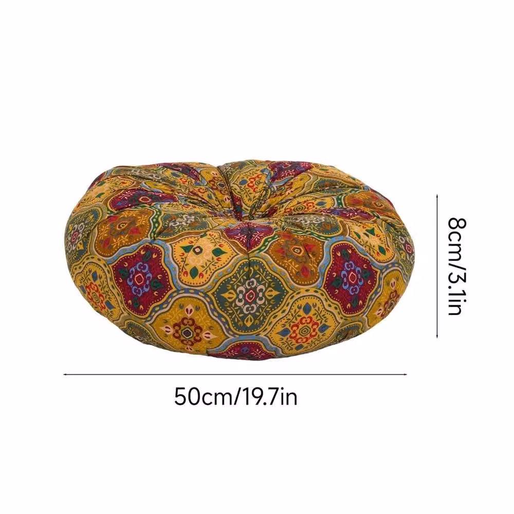 PAWNORA Yellow Round Floor Cushion, Diameter: 50 cm, Thickness: 8 cm – 2