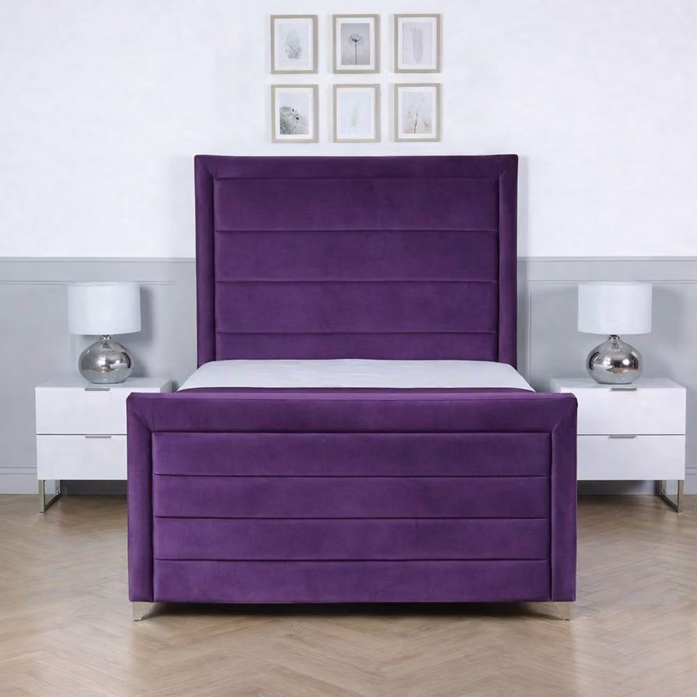 Living Comfort Bedz Selena Super King Upholstered Velvet Gas Lift Storage Bed in Purple – 2