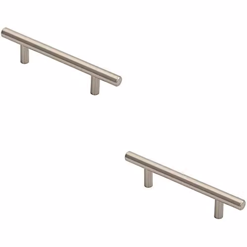 Loops 2 Pack Round T-Bar Cabinet Pull Handles in Satin Nickel, W/D/H: 15.6 x 1.2 x 0.96 cm